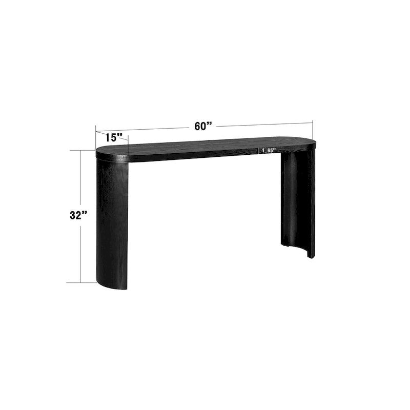 60" Konsolentisch mit dicker Tischplatte und geschwungenen Beinen - für Eingangsbereich und Sofa