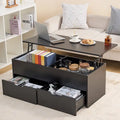 Table basse relevable avec rangement dissimulé et 2 tiroirs