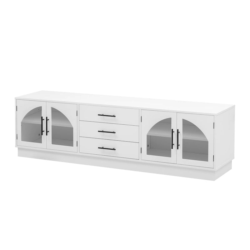 68.9" Moderner TV-Schrank mit gewölbten Glastüren