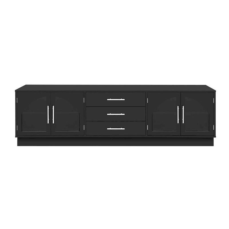 68.9" Moderner TV-Schrank mit gewölbten Glastüren