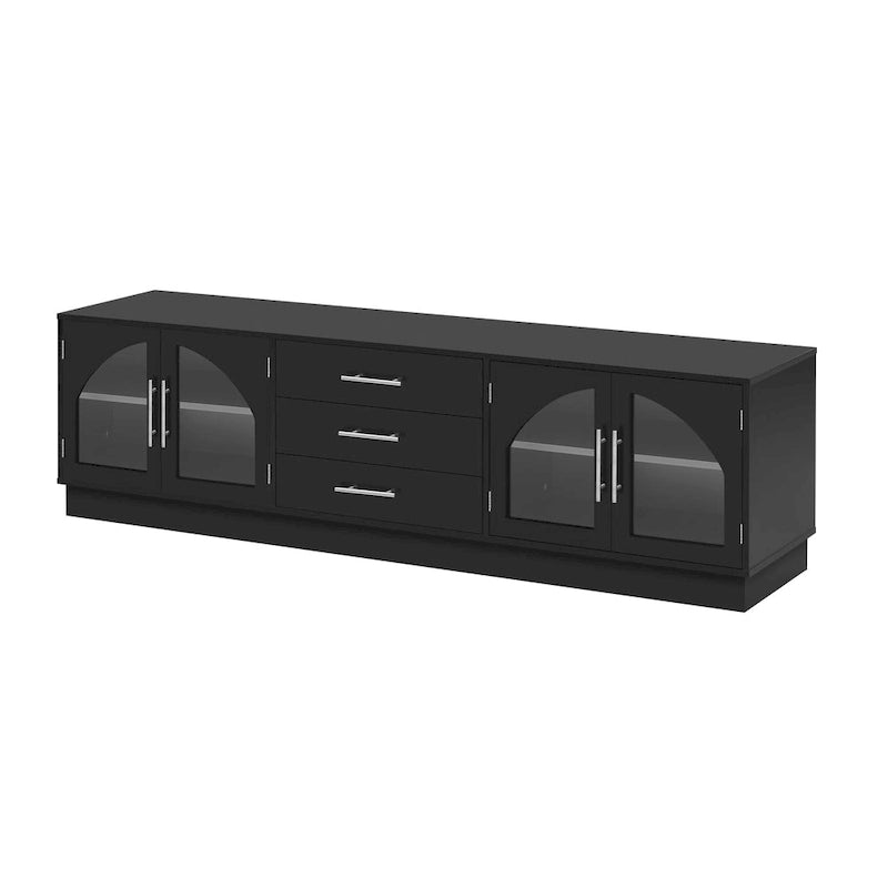 68.9" Moderner TV-Schrank mit gewölbten Glastüren