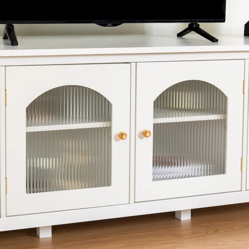 71-Zoll-TV-Ständer im Retro-Stil mit Türen aus Regenbogenglas