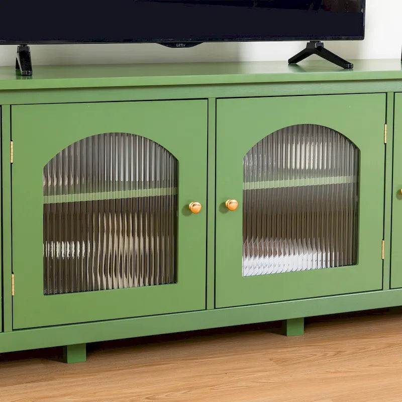71-Zoll-TV-Ständer im Retro-Stil mit Türen aus Regenbogenglas