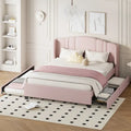 Čalouněná postel s platformovým rámem Queen, křídlovým čelem, 2 zásuvkami a výsuvným lůžkem Twin