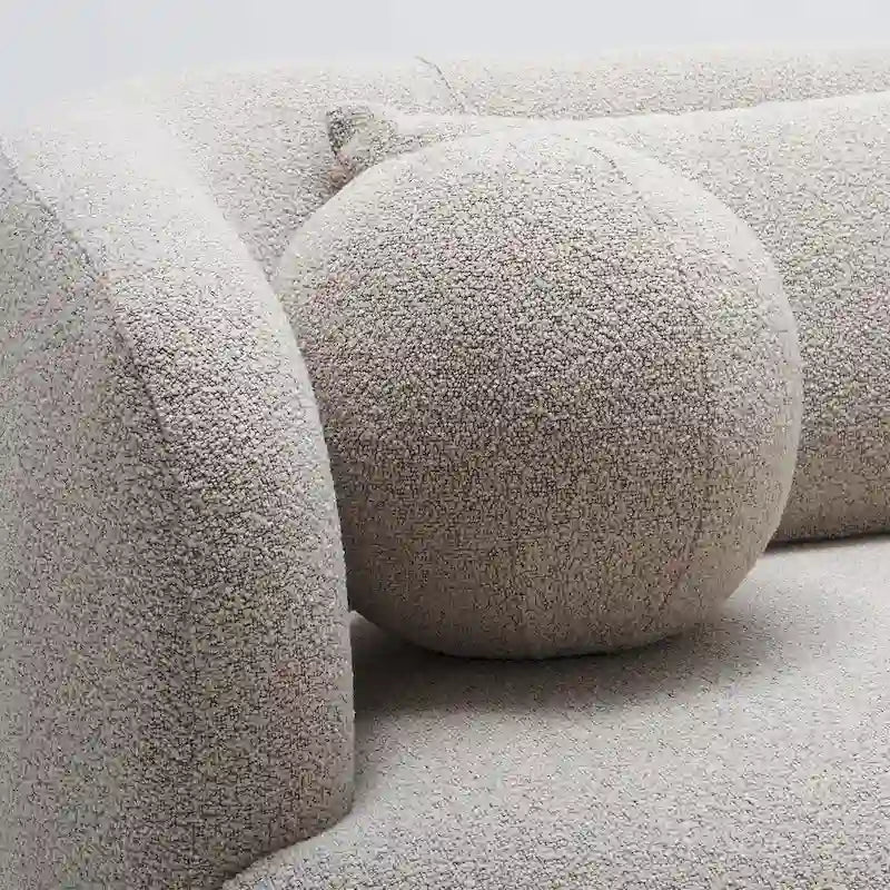 85" Boucle Upholstered 3-Seater Sofa with 5 Pillows & Adjustable Leg Height