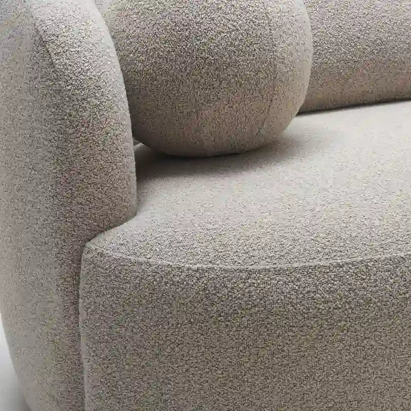 85" Boucle Upholstered 3-Seater Sofa with 5 Pillows & Adjustable Leg Height