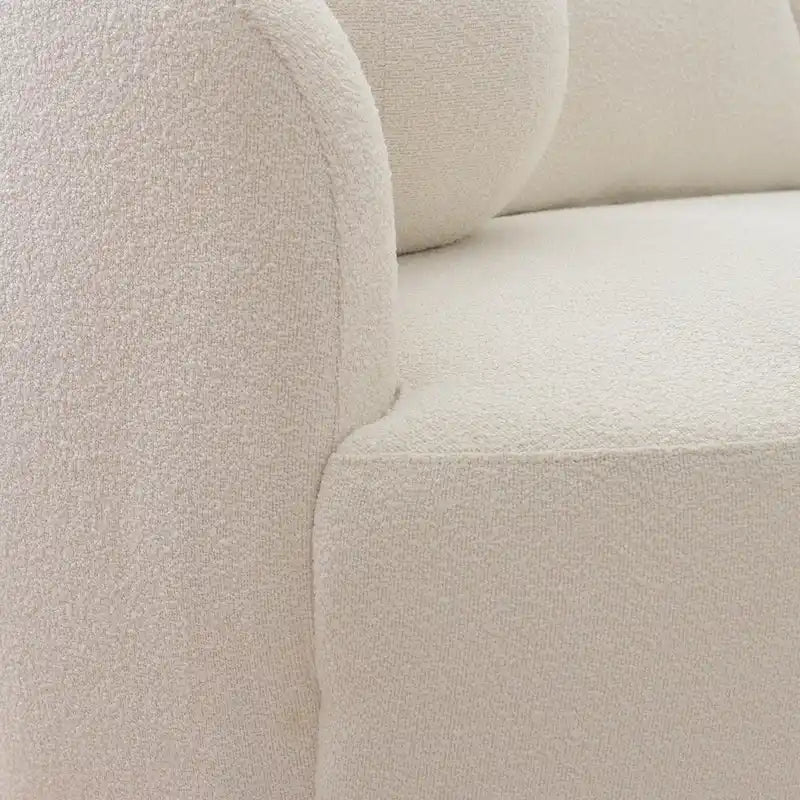 85" Boucle Upholstered 3-Seater Sofa with 5 Pillows & Adjustable Leg Height