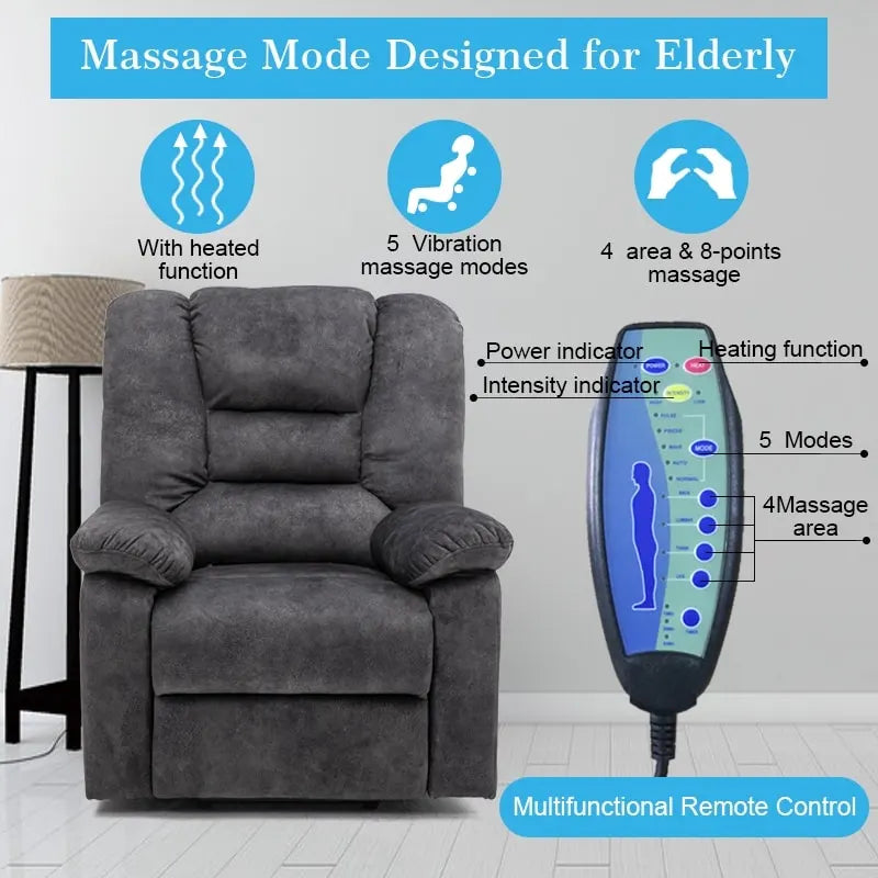 Elektrische sta-op-fauteuil met 10 massagemodi, lendenverwarming en USB-oplaadpoort