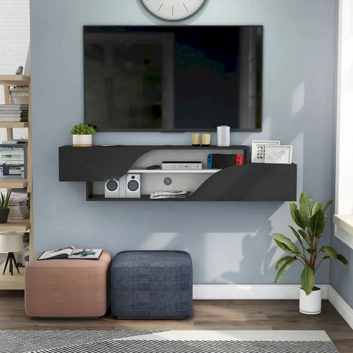 Zwevend tv-meubel van 59 inch met 2 planken