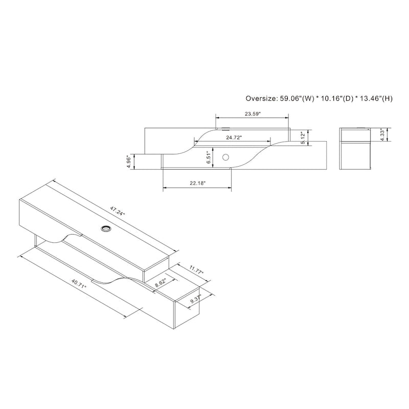 59-Inch 2-Shelf Floating TV Stand