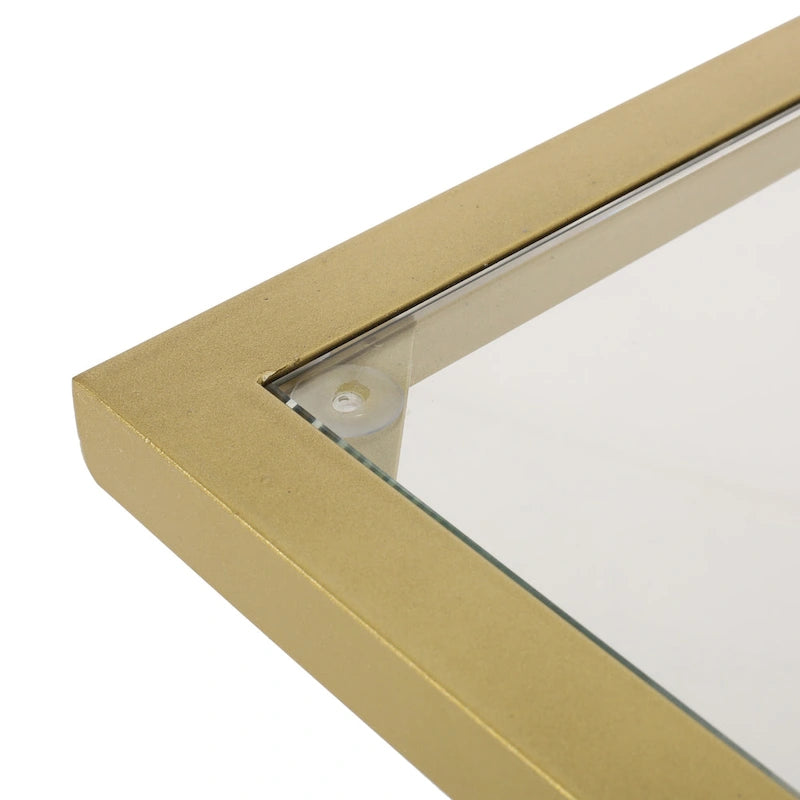 C-Shaped Tempered Glass End Table with Gold Iron Frame