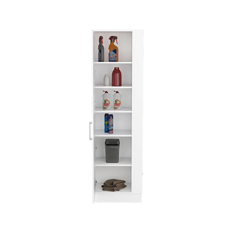 72" Tall 6-Shelf Storage Cabinet with Broom Closet & Side Open Storage
