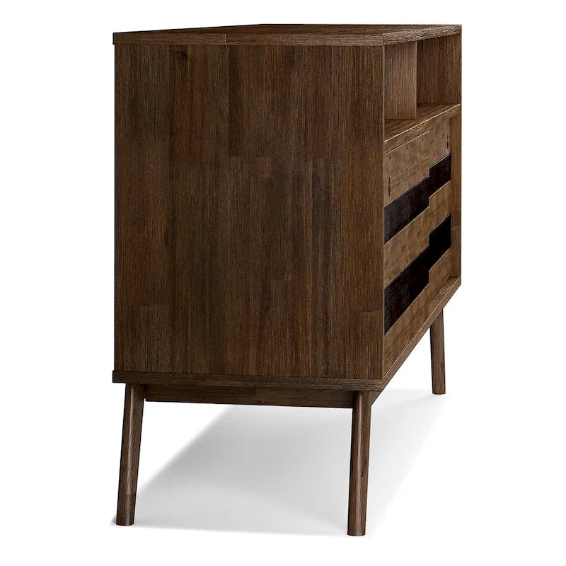 54-Zoll-TV-Ständer aus massivem Akazienholz im Mid-Century-Stil