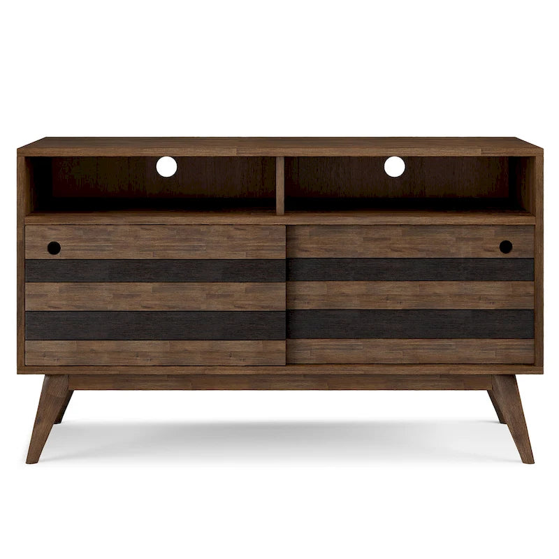 54-Zoll-TV-Ständer aus massivem Akazienholz im Mid-Century-Stil