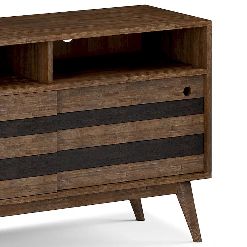 54-Zoll-TV-Ständer aus massivem Akazienholz im Mid-Century-Stil