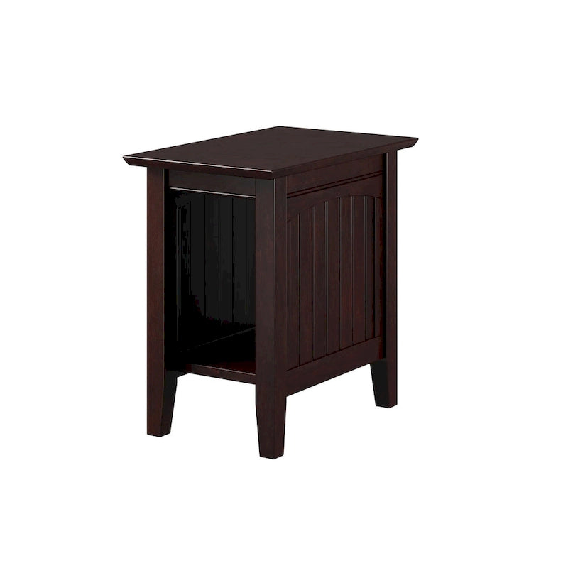 Cottage-Style Solid Hardwood Chair Side Table with Bead Board Design