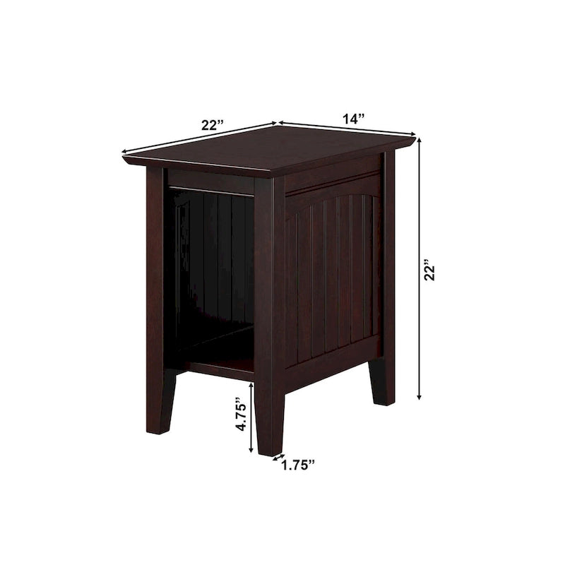 Cottage-Style Solid Hardwood Chair Side Table with Bead Board Design