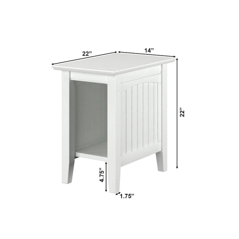 Cottage-Style Solid Hardwood Chair Side Table with Bead Board Design