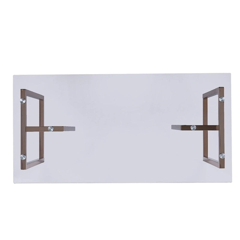Glass Top Writing Desk with Champagne Metal Frame