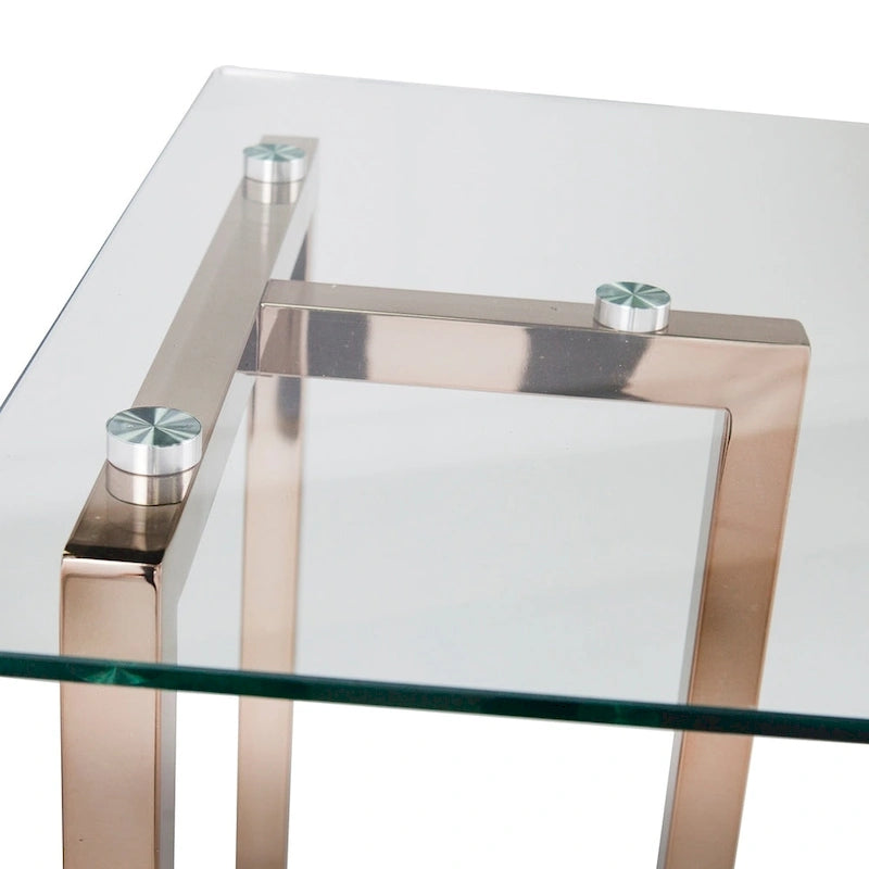 Glass Top Writing Desk with Champagne Metal Frame