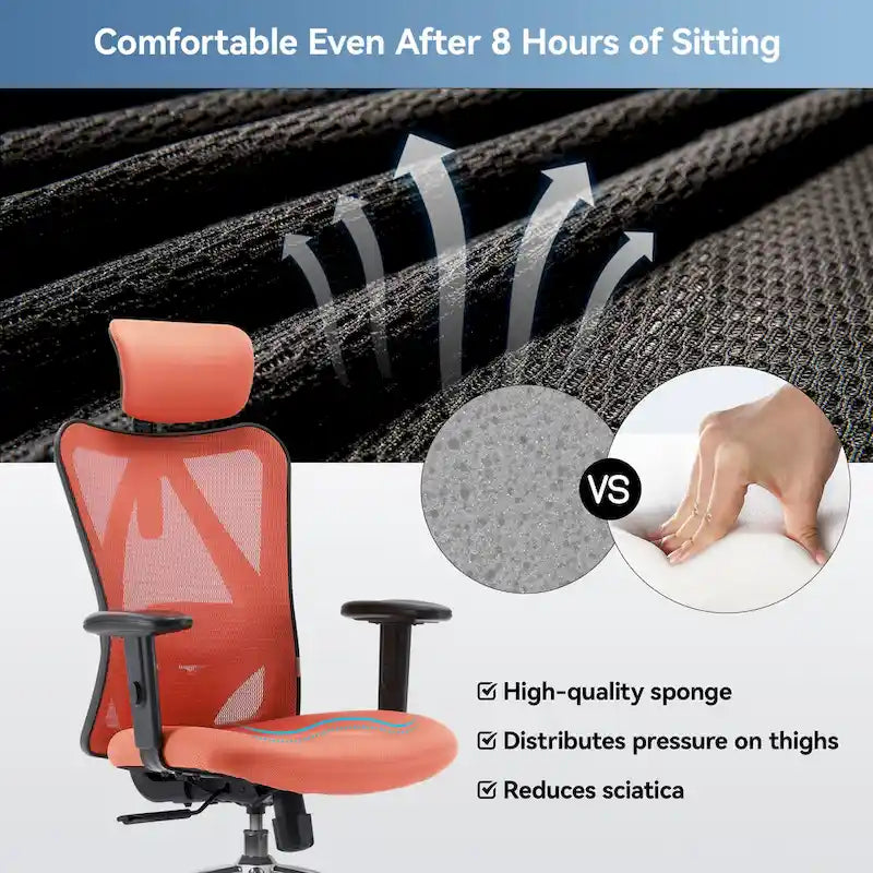 High-Back Ergonomic Mesh Office Chair with Adjustable Lumbar Support