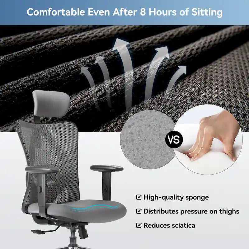High-Back Ergonomic Mesh Office Chair with Adjustable Lumbar Support