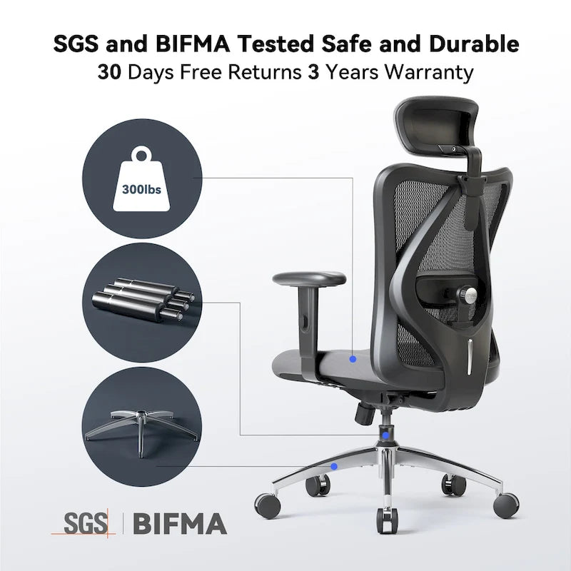 High-Back Ergonomic Mesh Office Chair with Adjustable Lumbar Support