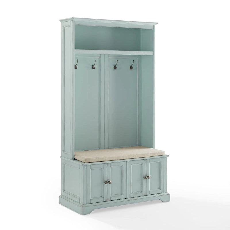 Entryway Hall Tree with Storage Cabinets, Bench and Coat Hooks