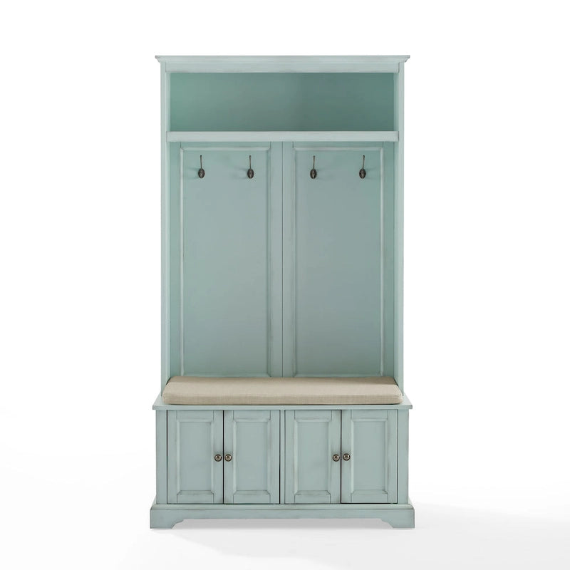 Entryway Hall Tree with Storage Cabinets, Bench and Coat Hooks