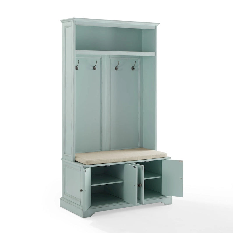 Entryway Hall Tree with Storage Cabinets, Bench and Coat Hooks