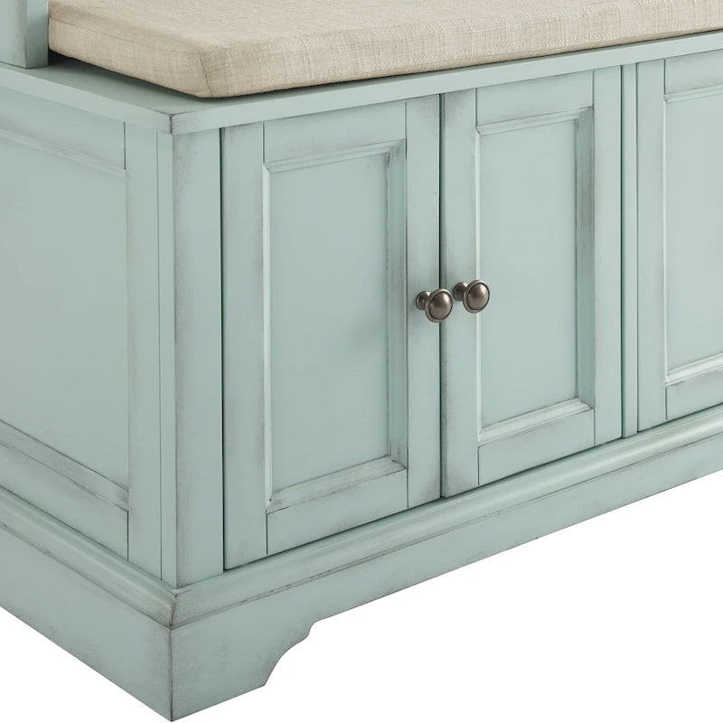 Entryway Hall Tree with Storage Cabinets, Bench and Coat Hooks