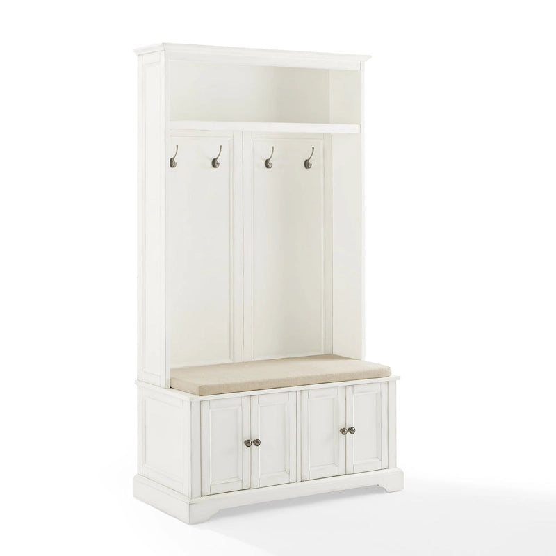 Entryway Hall Tree with Storage Cabinets, Bench and Coat Hooks