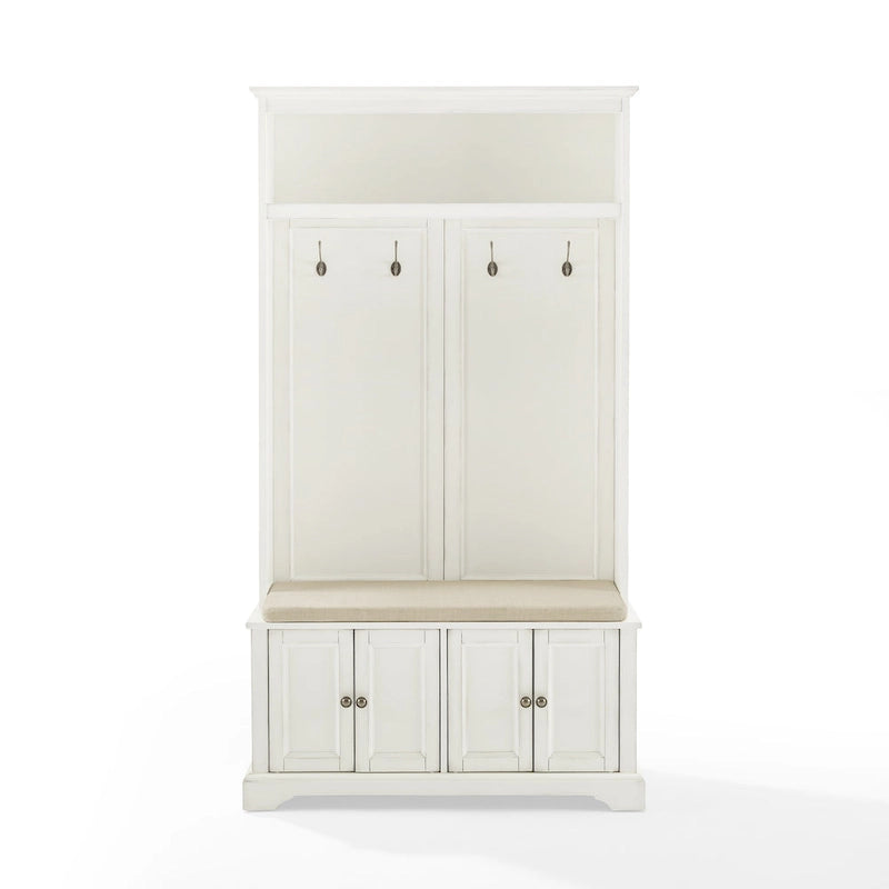 Entryway Hall Tree with Storage Cabinets, Bench and Coat Hooks
