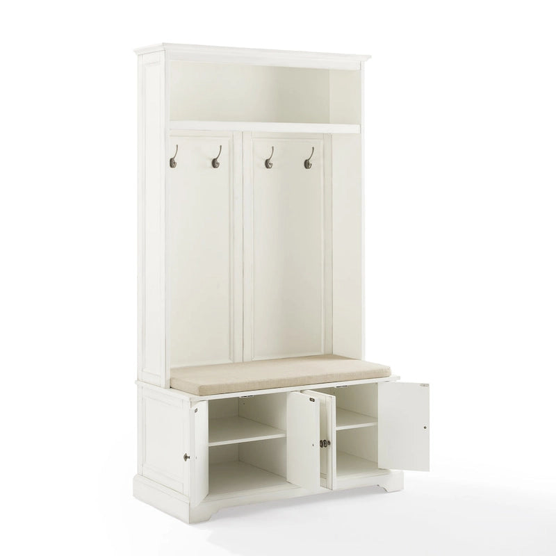 Entryway Hall Tree with Storage Cabinets, Bench and Coat Hooks