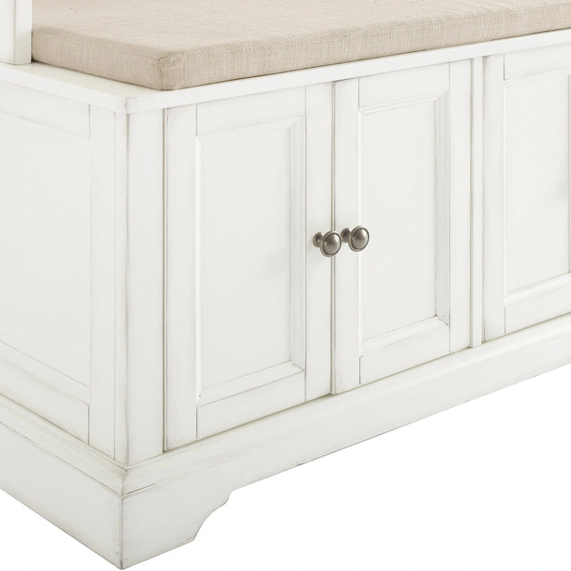 Entryway Hall Tree with Storage Cabinets, Bench and Coat Hooks