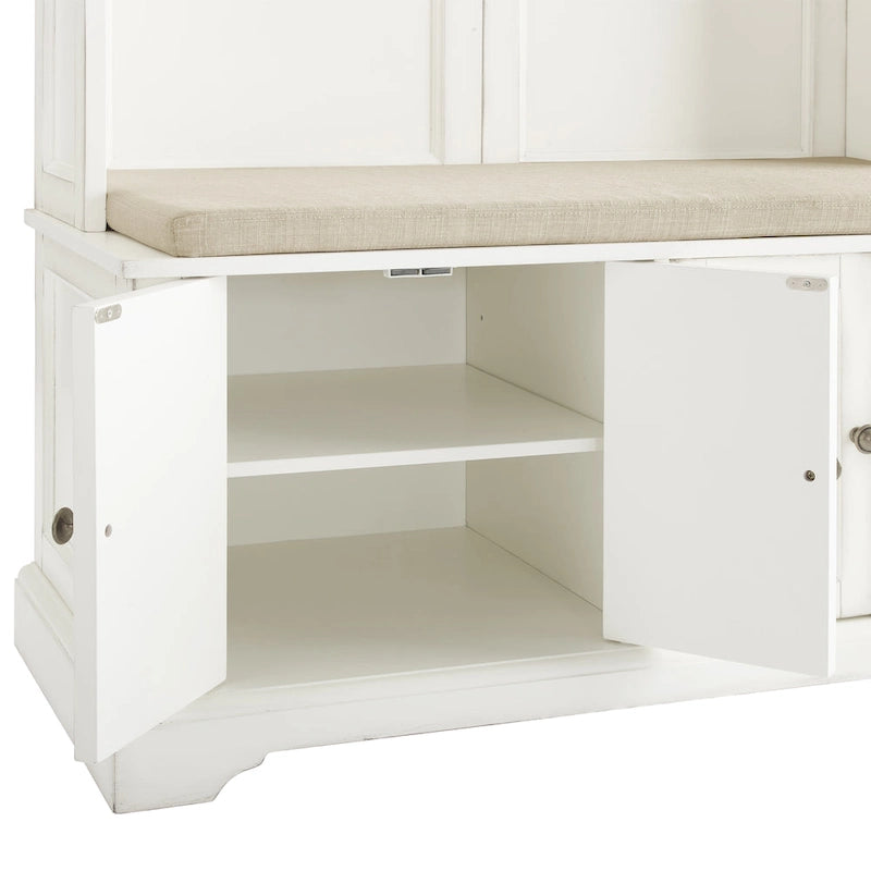 Entryway Hall Tree with Storage Cabinets, Bench and Coat Hooks