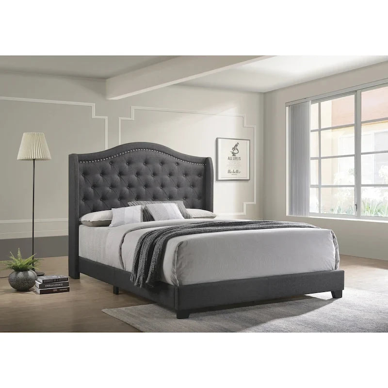 Camelback Demi-Wing Tufted Upholstered Bed