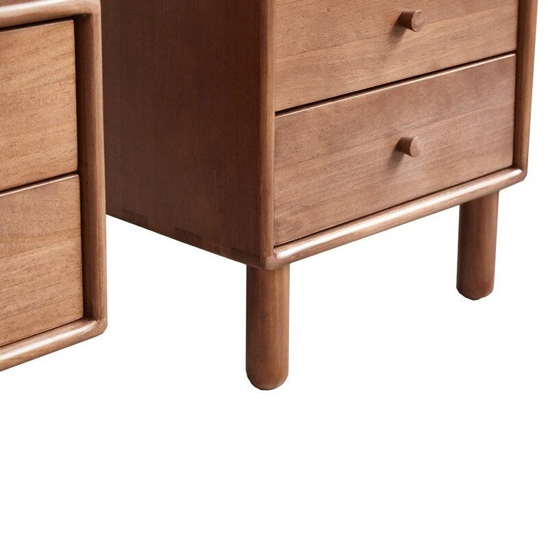 Meuble d’angle de rangement en bois massif avec porte vitrée, 2 étagères et 2 tiroirs