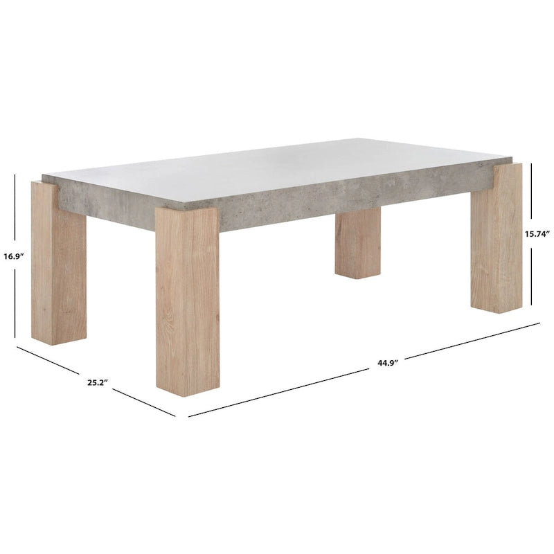 Table basse en faux béton avec pieds en forme de pilier