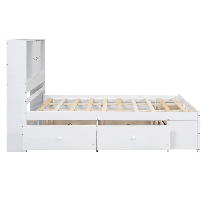 Podestbett mit Kopfteil mit Stauraum und 8 Schubladen