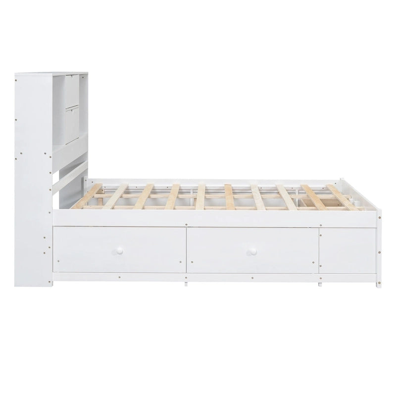 Podestbett mit Kopfteil mit Stauraum und 8 Schubladen