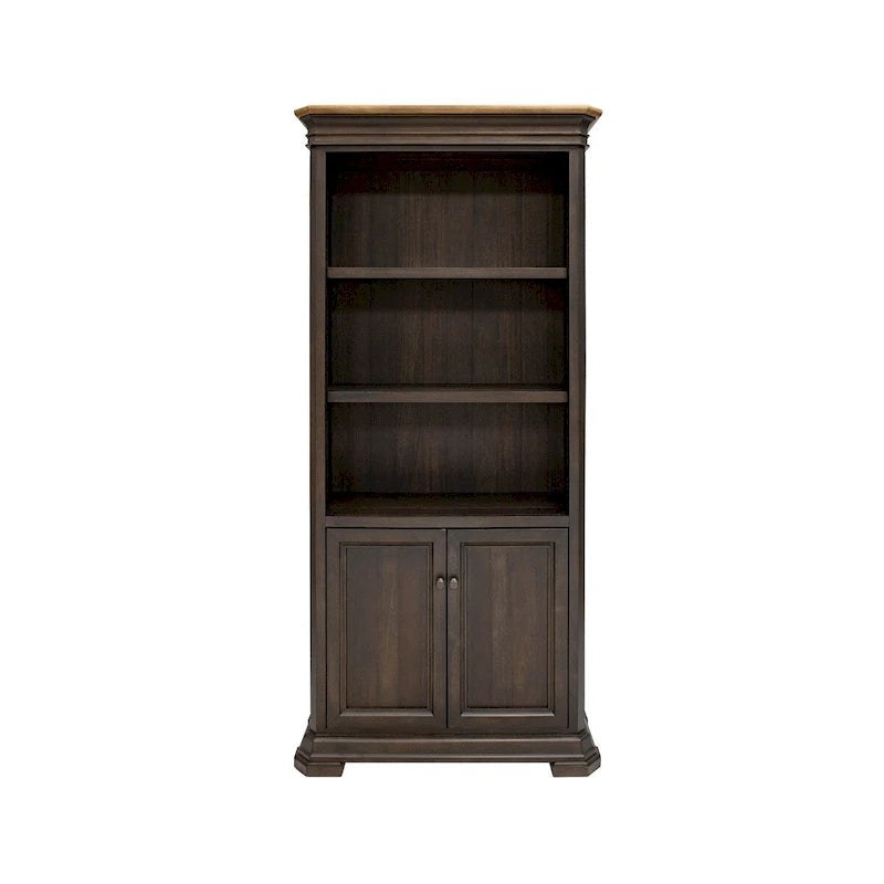 Libreria executive alta con ante - finitura in legno scuro, completamente assemblata