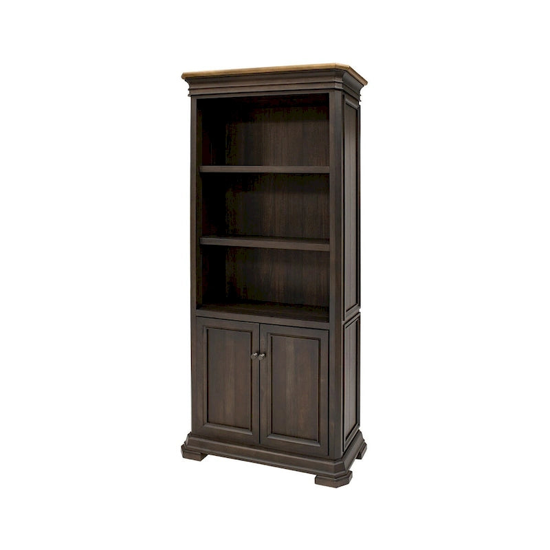 Libreria executive alta con ante - finitura in legno scuro, completamente assemblata