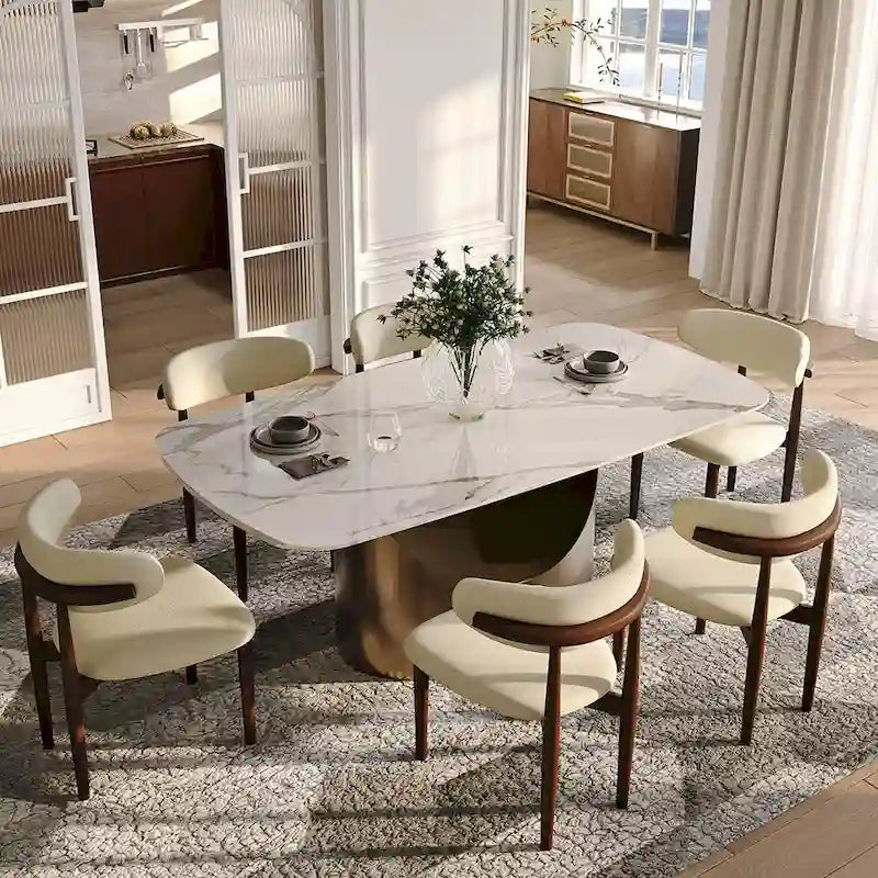 Table de salle à manger moderne extensible avec plateau en pierre frittée