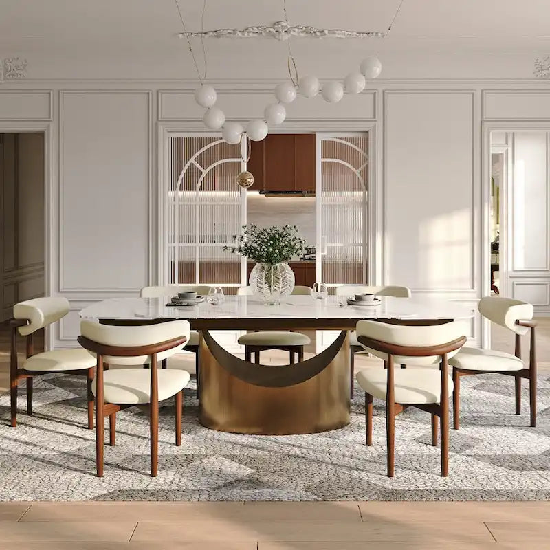 Table de salle à manger moderne extensible avec plateau en pierre frittée