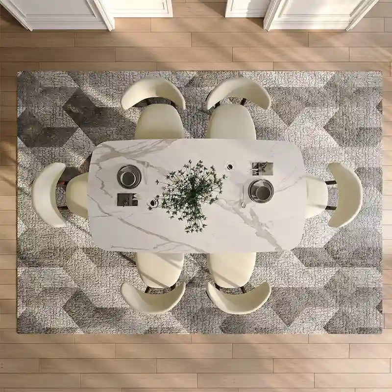 Table de salle à manger moderne extensible avec plateau en pierre frittée