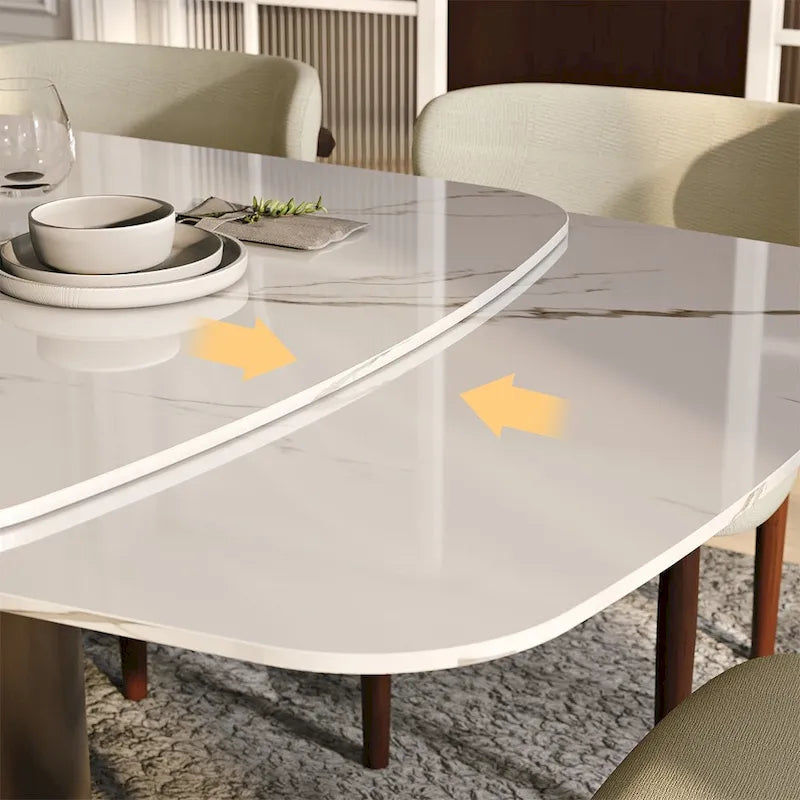 Table de salle à manger moderne extensible avec plateau en pierre frittée