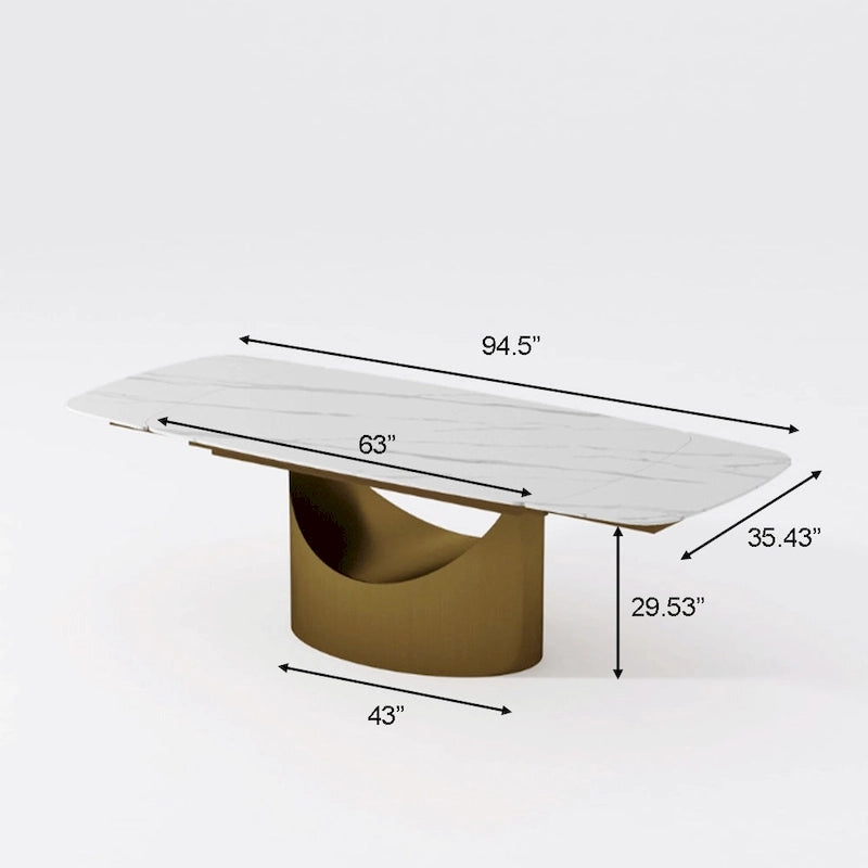 Table de salle à manger moderne extensible avec plateau en pierre frittée