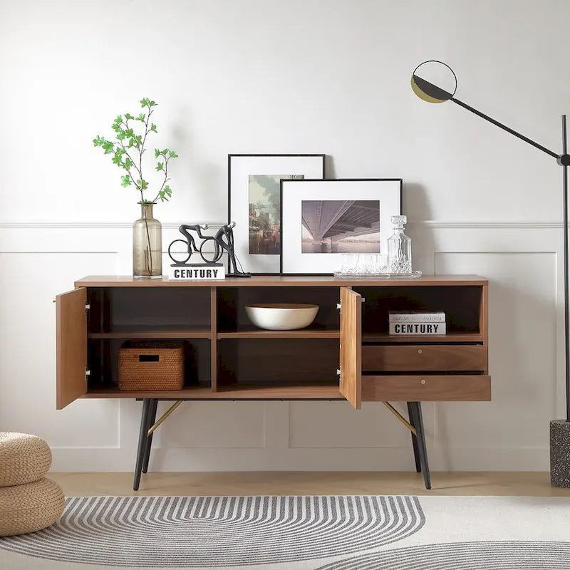 Credenza e mobile contenitore da cucina in stile moderno di metà secolo, mobile TV