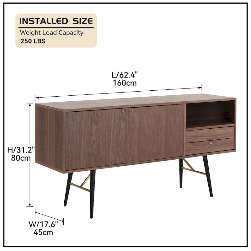 Mid-Century-Küchen-Sideboard mit Stauraum und Buffet-Schrank, TV-Ständer